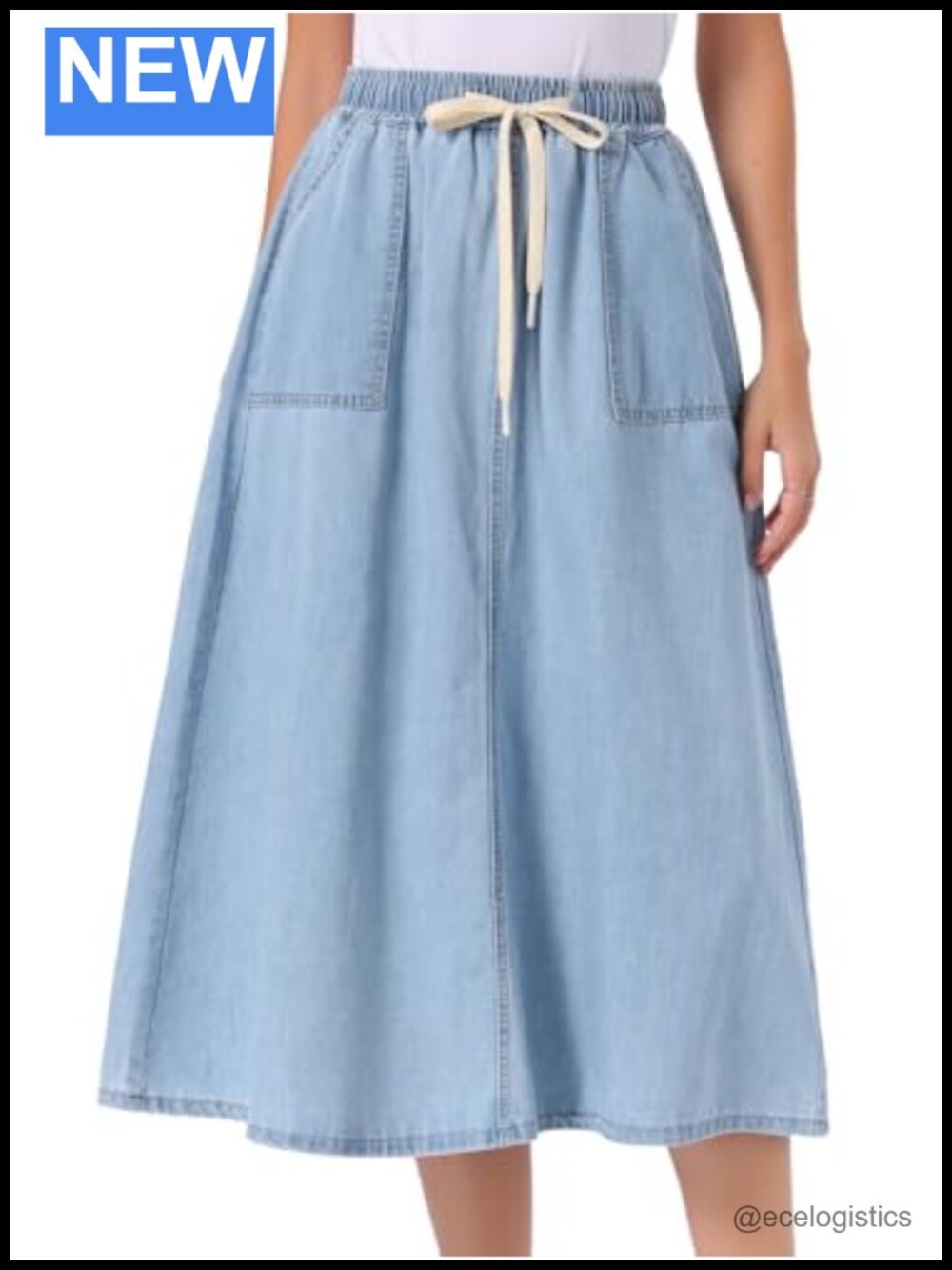 Allegra K Denim Maxi Skirt for Women Casual A Line Long Jean Skirt